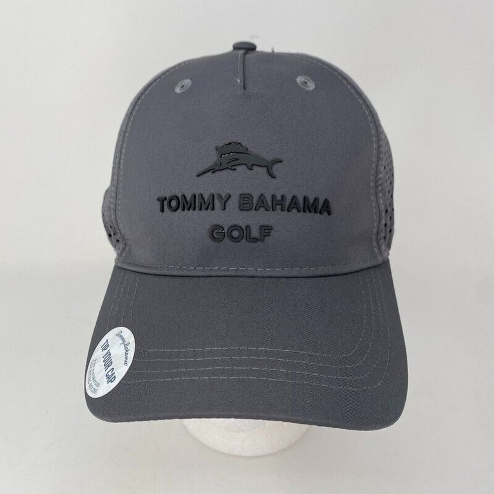 Tommy Bahama Golf Snapback Performance Hat Gray Marlin Fish Beach Mens